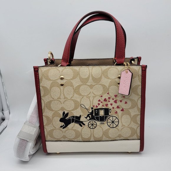 Coach Lunar New Year Dempsey Tote 22 Signature Canvas with Rabbit Carriage CF404 - Picture 1 of 8